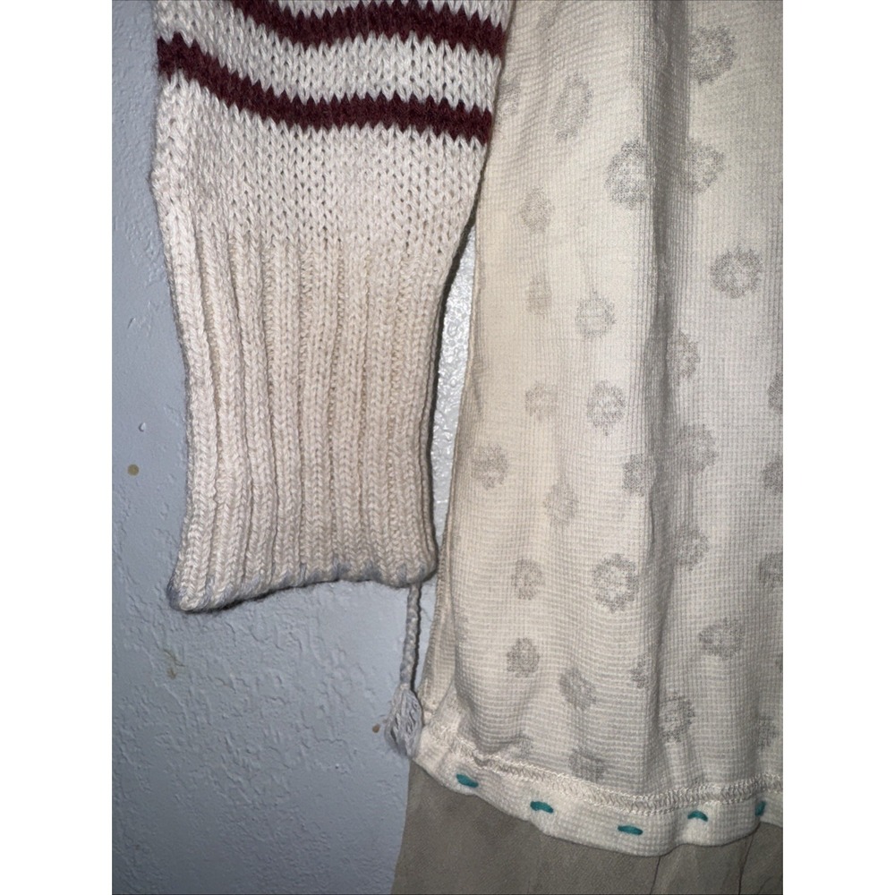 FREE PEOPLE size S Knit Sleeve Thermal Peplum Tunic Ruffle Trim Top Mini Dress - Picture 7 of 10